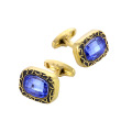 Shiny Blue Crystal Rhinestone Cufflinks Vintage Pattern Luxury Diamonds Shirts Cufflinks